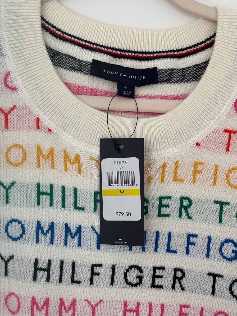 NWT Tommy Hilfiger Pride Rainbow Logo all-over Print Knit Sweater M